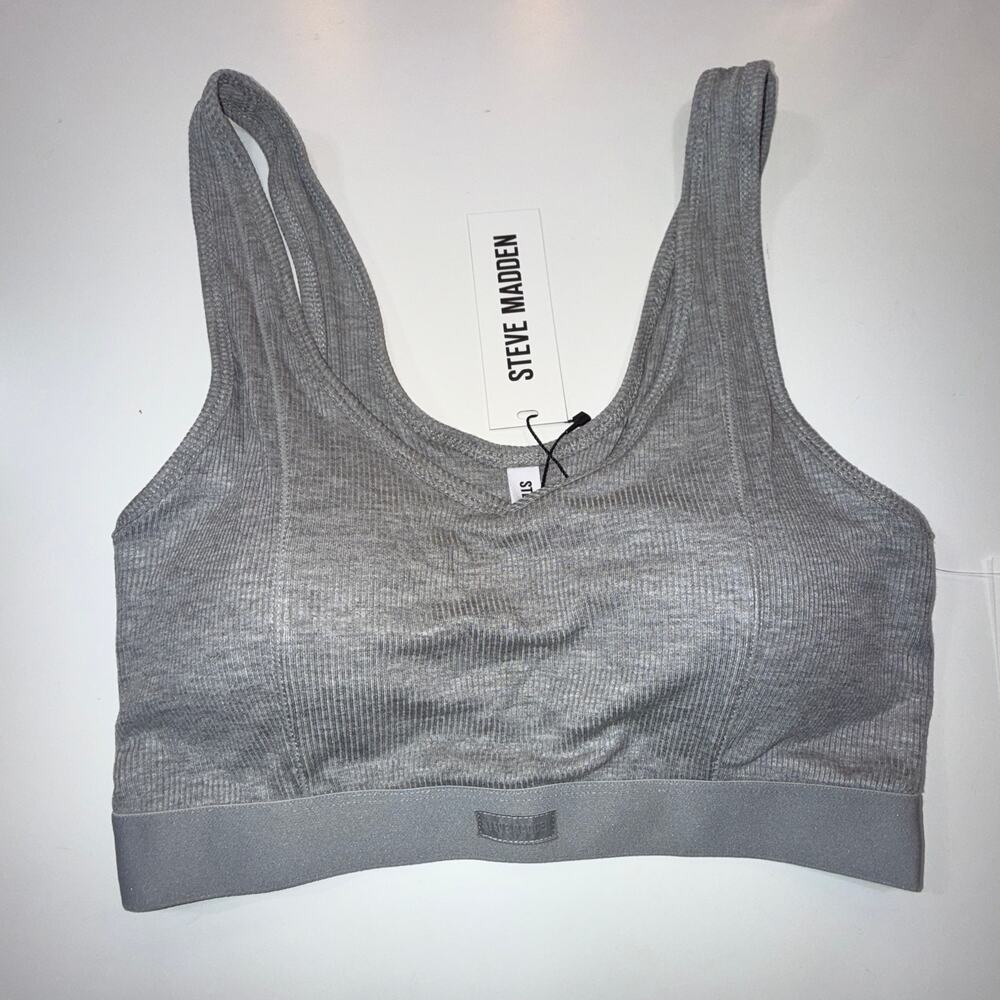 STEVE MADDEN Women's Ribbed Stretch Bralette heather grey, XL